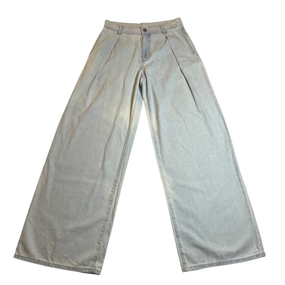 BDG High Rise Pleat Front Wide Leg Denim Trouser Pants Size 26 Boho Hippie - Picture 1 of 13